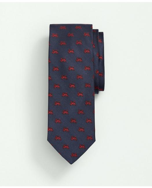 Brooks Brothers Men's Silk Lion Pattern Tie Navy/Red