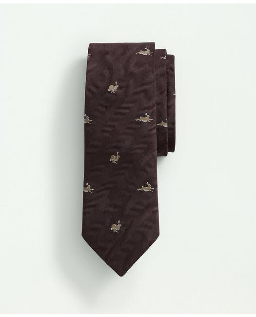 Brooks Brothers Men's Silk Rabbit Pattern Tie Brown