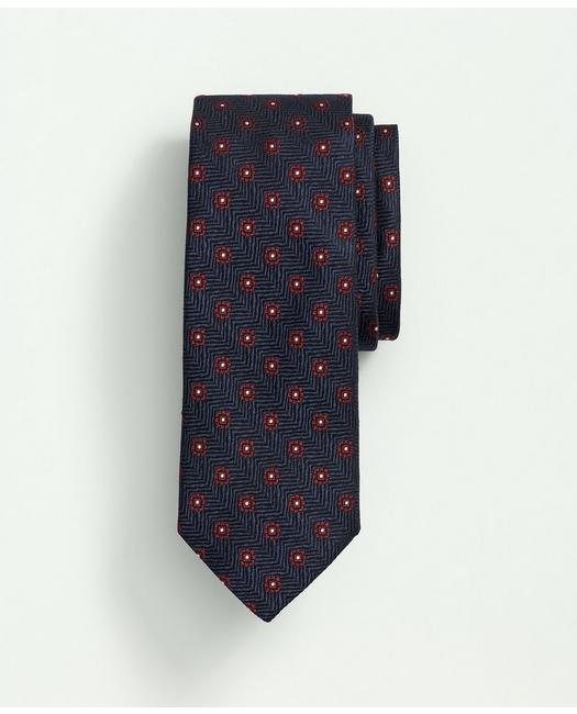 Brooks Brothers Men's Silk Geo Floral Tie Navy/Red