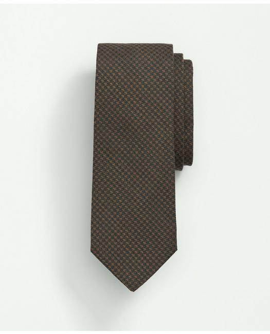 Brooks Brothers Men's Wool Silk Houndstooth Tie Olive/Brown