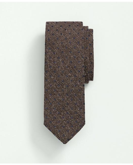 Brooks Brothers Men's Silk Wool Flecked Dot Tie Brown/Navy