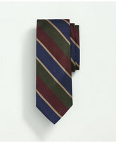 Brooks Brothers Men's Silk Blod Tri-Color Striped Tie Burgundy/Blue