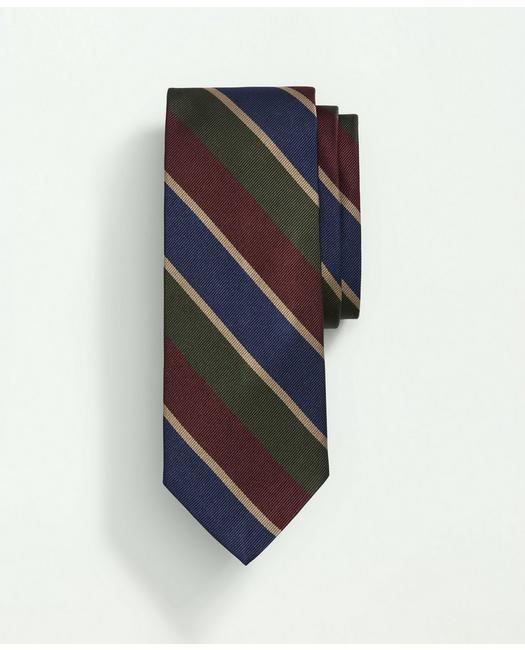 Brooks Brothers Men's Silk Bold Tri-Color Striped Tie Burgundy/Blue