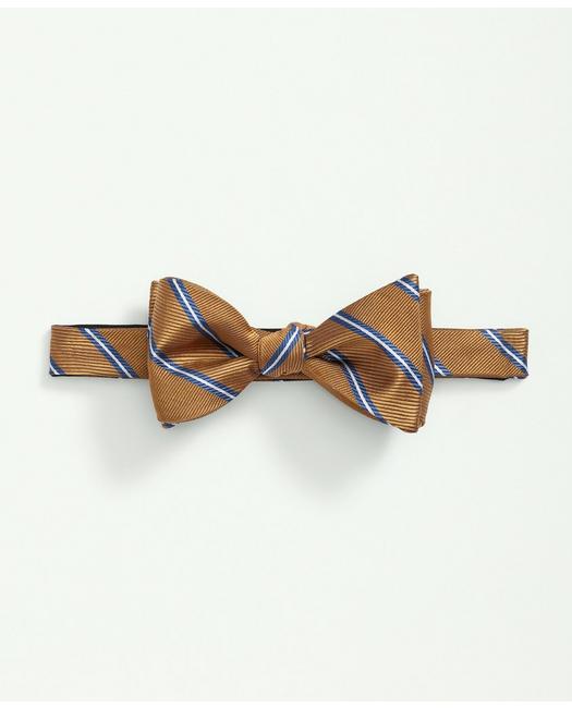 Brooks Brothers Men's Silk Framed Rep Striped Bow Tie Gold/Blue