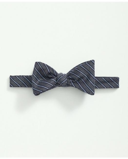 Brooks Brothers Men's Wool Silk Mini Framed Striped Bow Tie Grey/Light Blue