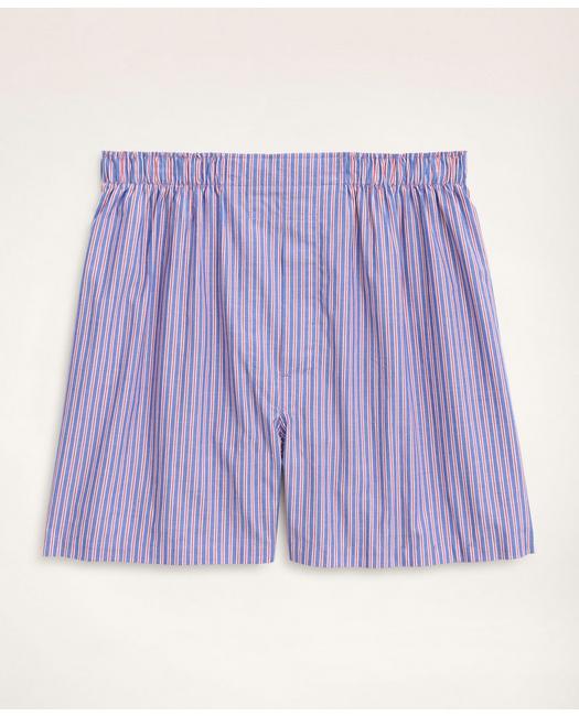 Brooks Brothers Men's Cotton Broadcloth Striped Boxers Blue/Red