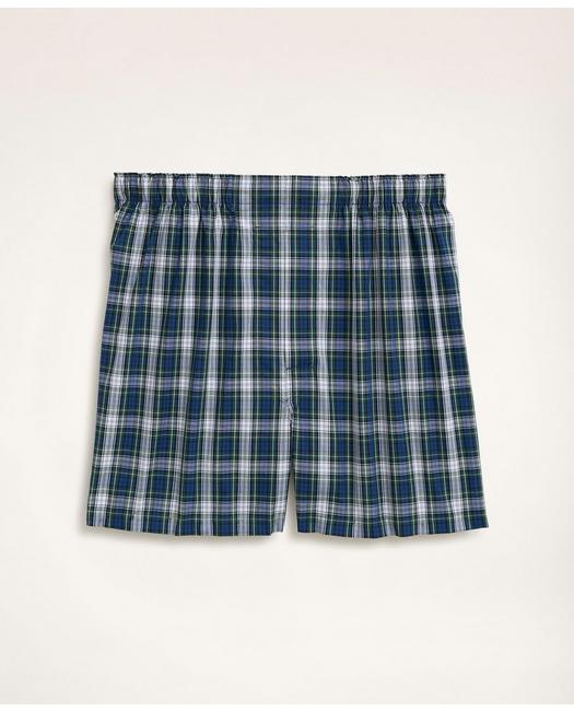 Brooks Brothers Men's Cotton Broadcloth Tartan Boxers Blue