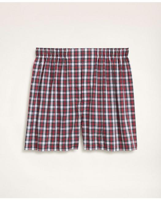 Brooks Brothers Men's Cotton Broadcloth Tartan Boxers White