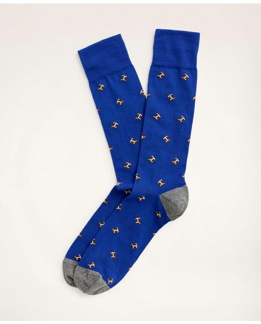 Brooks Brothers Men's Football Crew Socks Blue