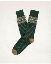 Brooks Brothers Men's Fair Isle Crew Socks Dark Green