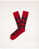 Brooks Brothers Men's Tartan Crew Socks Dark Red