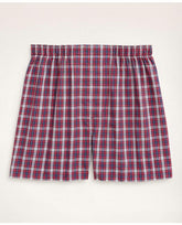 Brooks Brothers Men's Cotton Broadcloth Plaid Boxers Blue/Red