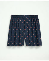 Brooks Brothers Men's Cotton Poplin Fox Print Boxers Navy