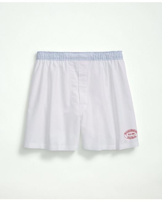 Brooks Brothers Men's Cotton Oxford Logo Boxers White