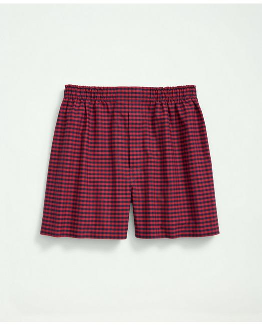 Brooks Brothers Men's Cotton Oxford Gingham Boxers Red