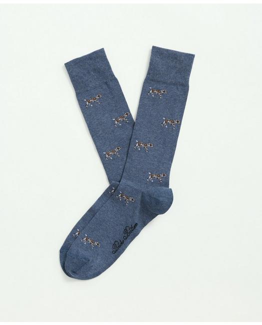 Brooks Brothers Men's Cotton Blend Pointer Hound Socks Blue