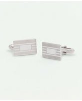 Brooks Brothers Men's Sterling  Engravable Rhodium-Plated Cufflinks Silver