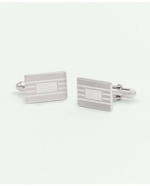 Brooks Brothers Men's Sterling  Engravable Rhodium-Plated Cufflinks Silver