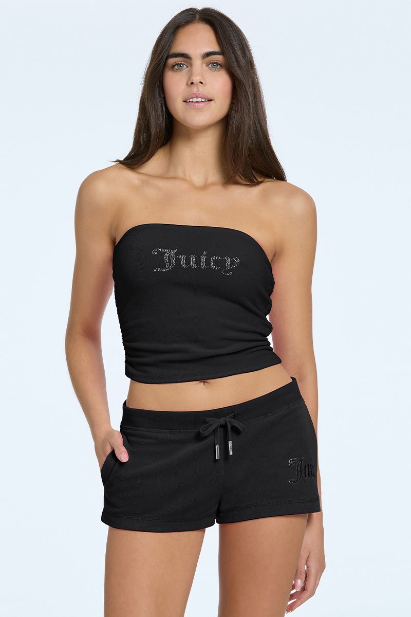 Juicy Couture Towel Terry Small Bling Tube Top Liquorice