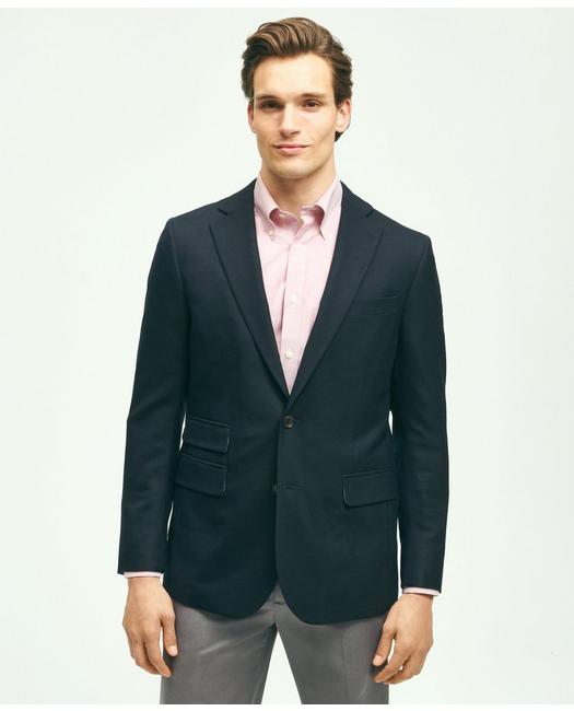 Brooks Brothers Men's Classic Fit Stretch Wool Hopsack Blazer Navy