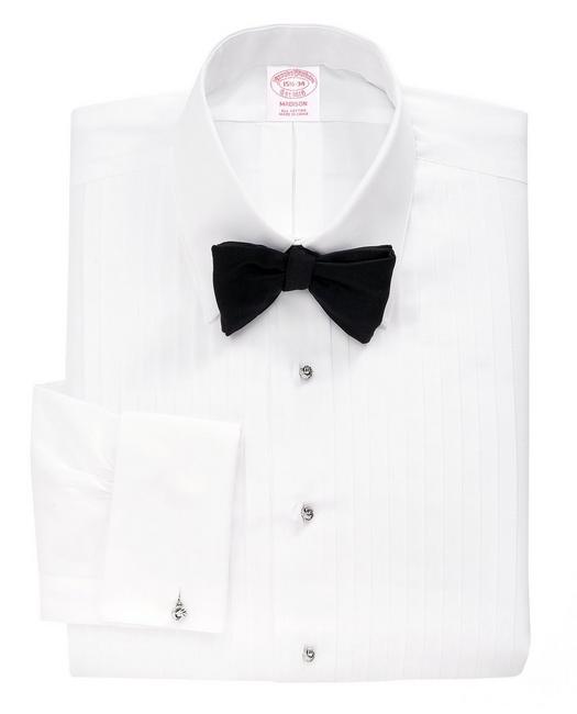 Brooks Brothers Men's Madison Fit Ten-Pleat Tennis Collar Tuxedo Shirt White