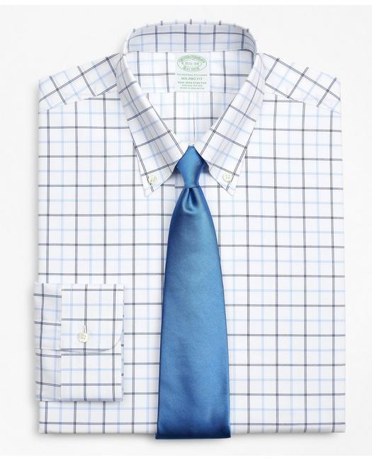 Brooks Brothers Men's Stretch Milano Slim-Fit Dress Shirt Blue