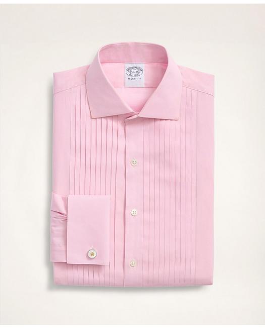 Brooks Brothers Men's Regent Regular-Fit Ten-Pleat Broadcloth English Collar Tuxedo Shirt Pink