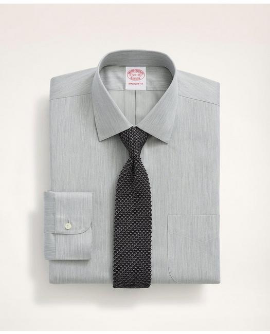 Brooks Brothers Men's Stretch Madison Relaxed-Fit Dress Shirt Grey