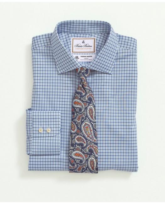 Brooks Brothers Men's X Thomas Mason Cotton Poplin English Collar Blue