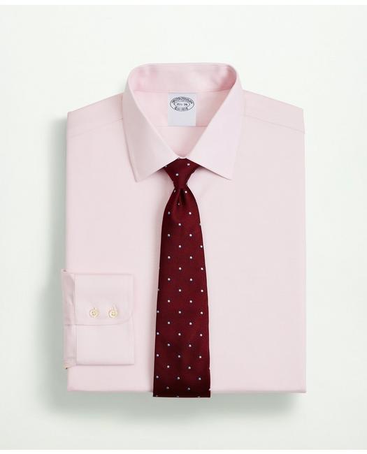 Brooks Brothers Men's Stretch Supima Cotton Non-Iron Twill Ainsley Collar Dress Shirt Pink