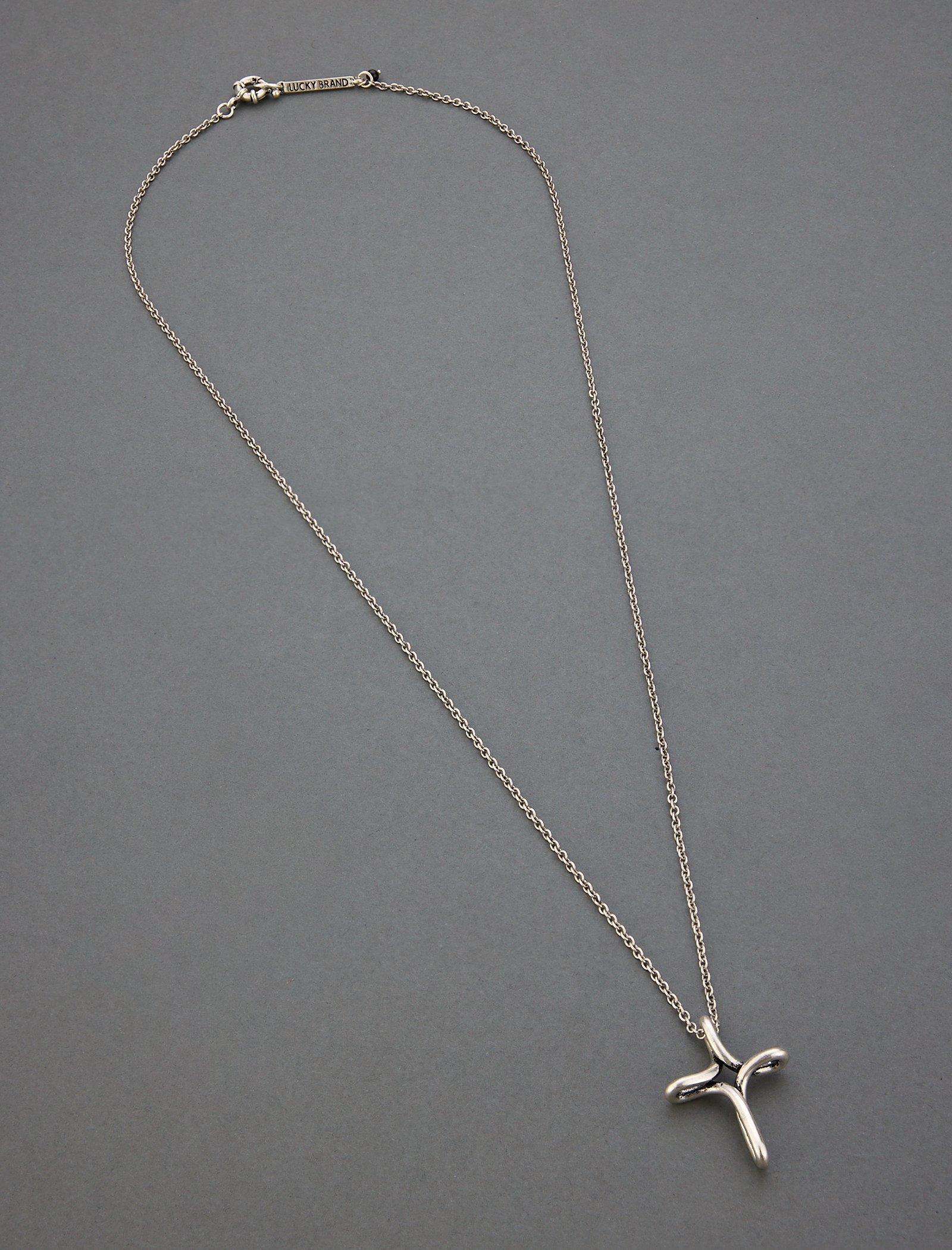 Lucky Brand Men's Cross Pendant Necklace Silver