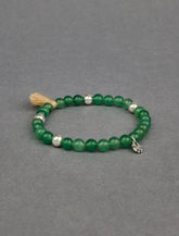 Lucky Brand Men's Green Beaded Bracelet Silver