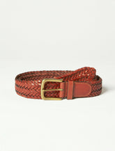 Lucky Brand Men's Leather Woven  Belt Brown