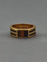 Lucky Brand Men's Set Stone Band Ring Gold