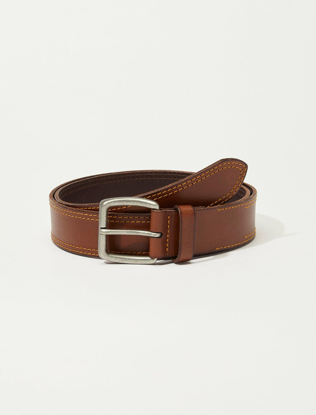 Lucky Brand Men's Stitch Detail Belt Medium Brown