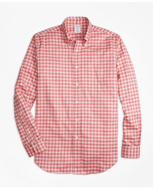 Brooks Brothers Men's Regent Regular-Fit Oxford Check Sport Shirt Red