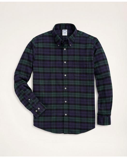 Brooks Brothers Men's Regent Regular-Fit Portuguese Flannel Shirt Navy/Green