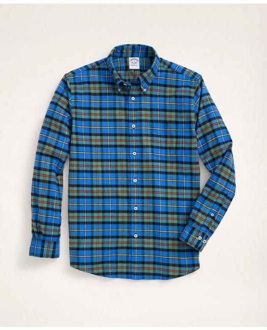 Brooks Brothers Men's Regent Regular-Fit Portuguese Flannel Shirt Blue/Green