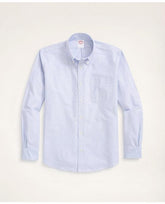 Brooks Brothers Men's Original Polo Button-Down Striped Oxford Shirt Blue