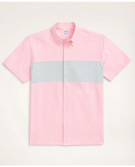 Brooks Brothers Men's Regent Regular-Fit Original Oxford Short-Sleeve Fun Shirt Pink