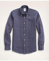 Brooks Brothers Men's Regent Regular-Fit Irish Linen Faded Tartan Shirt Blue