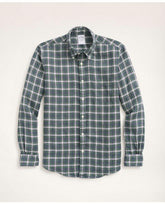 Brooks Brothers Men's Regent Regular-Fit Irish Linen Faded Tartan Shirt White/Green/Navy