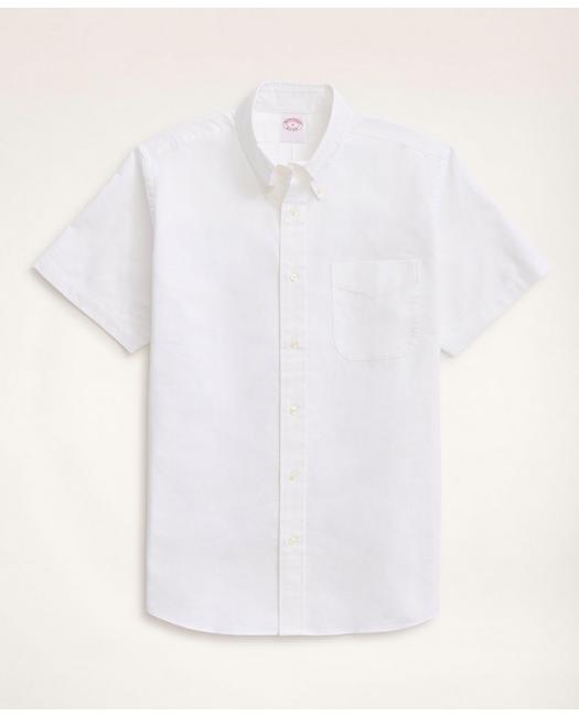 Brooks Brothers Men's Original Polo Button-Down Oxford Short-Sleeve Shirt White