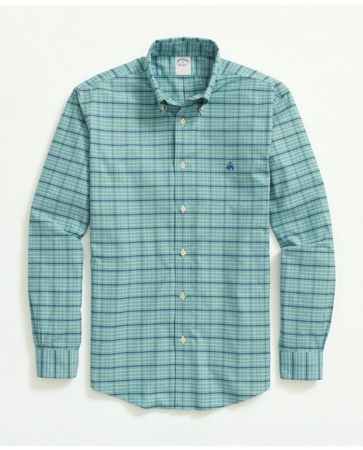 Brooks Brothers Men's Stretch Non-Iron Oxford Button-Down Collar Green