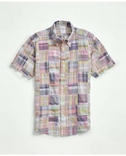 Brooks Brothers Men's Washed Cotton Madras Pink