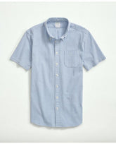 Brooks Brothers Men's Washed Cotton Seersucker Button-Down Collar Blue