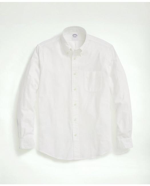 Brooks Brothers Men's Portuguese Flannel Polo Button Down Collar Shirt White