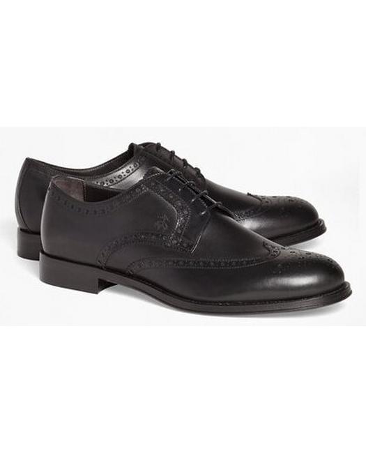 Brooks Brothers Men's 1818 Footwear Leather Wingtips Shoes Black