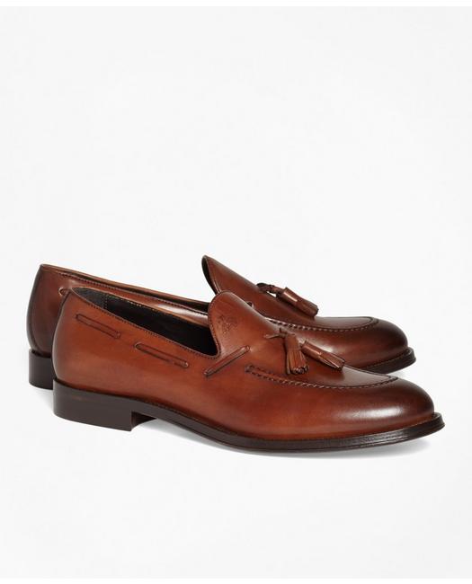 Brooks Brothers Men's 1818 Footwear Leather Tassel Loafers Cognac