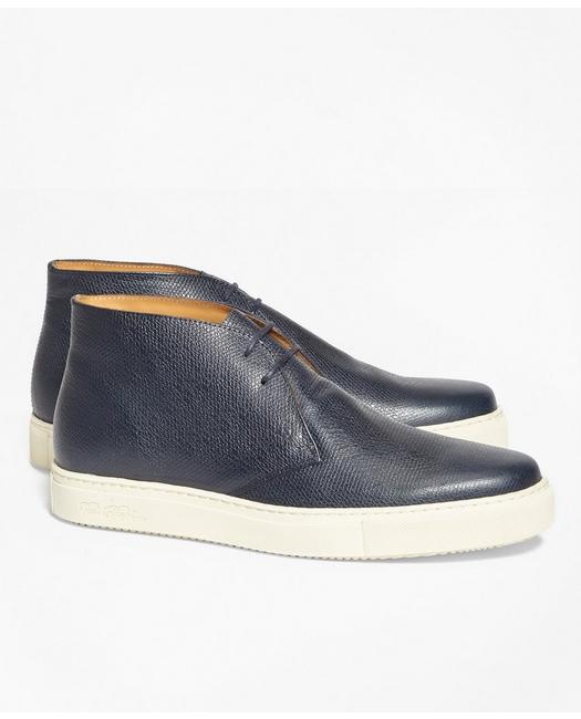 Brooks Brothers Men's 1818 Footwear Textured Leather Chukka Sneakers Navy